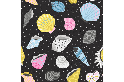 Ocean seashells seamless pattern