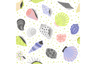 Decoration seashells seamless pattern