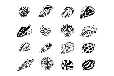 Seashells sketch icons