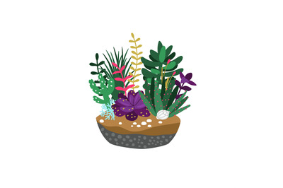 Cartoon succulents composition