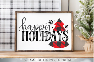 Happy Holidays SVG | Buffalo Plaid SVG | Christmas SVG | Winter svg |