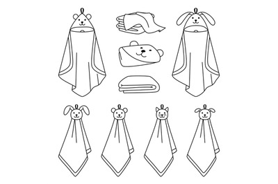 Towel outline line icons