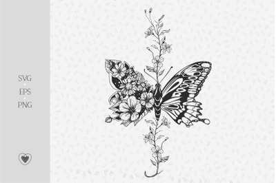 Butterfly svg, flower butterfly png, tattoo design