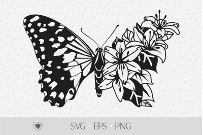 Butterfly svg, lily butterfly svg, flower butterfly svg