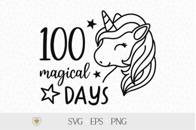 100 days of school svg, 100 magical days svg, unicorn svg