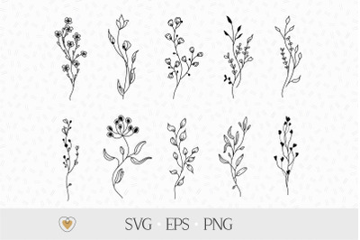 Wildflower svg, Branch svg, Flower svg, Wildflower clipart