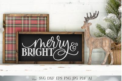 Merry &amp; Bright SVG | Christmas SVG | Christmas Tree SVG | Farmhouse sv