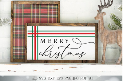 Merry Christmas SVG | Winter Farmhouse Design | Ticking Stripes SVG |