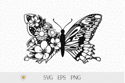 Butterfly svg, Floral butterfly svg, Butterfly with flowers