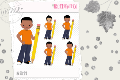 Boy with Pencil Clipart