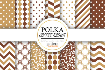 Polka Coffee Brown Digital Paper - T0304