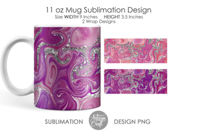 Sublimation mug template, fluid art, chunky glitter