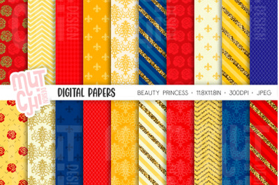 Beauty &amp; the Beast Inspired Digital Papers