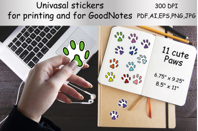 Stickers for printing and for the GoodNotes app.Paws pets