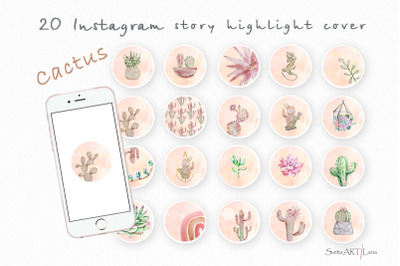 Instagram Boho Cactus Story Highlight Icons