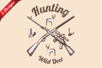 5 Hunting Retro Sketch Designs