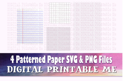 Stationary SVG PNG, 4 Images, Clip Art Pack, Ruled paper, Lined writin