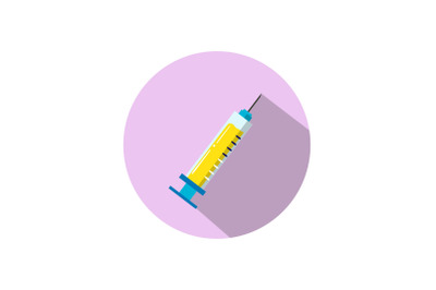 Medical Icon with Syringe Yellow Liquid