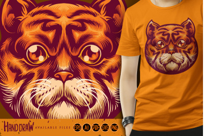 Cute Orange Cat Head Mascot SVG