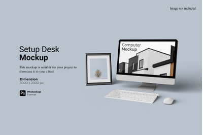 Computer Setup Desk Mockup