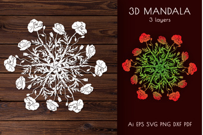 Mandala 3D &quot;Poppies&quot;.