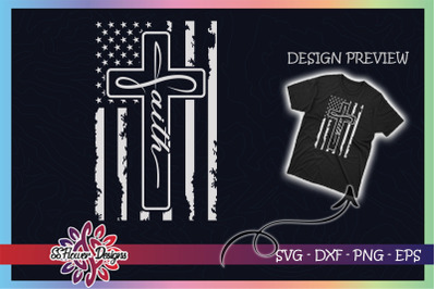 Faith cross USA Distressed Flag