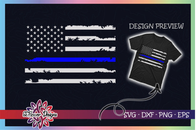 Thin Blue line US Flag Distressed