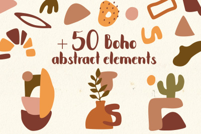 Abstract Modern Boho shapes clipart Boho svg geometric collage forms
