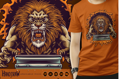 Angry Lion Jump Silk Screen Printing Mascot Logo