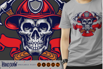 Skull in the fireman helmet and cross axe