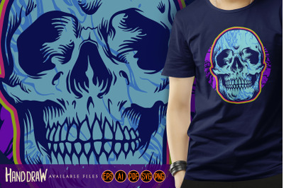 Psychedelic Head Skull Bones Illustrations