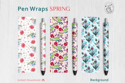 Spring Floral Pen Wraps PNG File Set