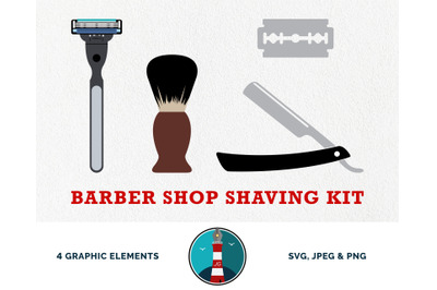 Barber Shop Shaving Kit Graphics Bundle - 4 items in SVG, PNG and JPEG