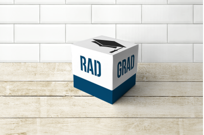 Graduation Cap Rad Grad Cube Box With Lid  | SVG | PNG | DXF | EPS