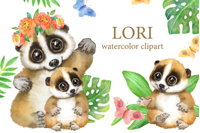 Lori watercolor clipart. Cute tropical animal, nursery decor
