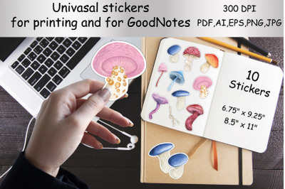 Stickers for printing cricut and for the GoodNotes.Mushrooms
