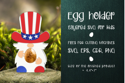 4th Of July Gnome Chocolate Egg Holder template SVG