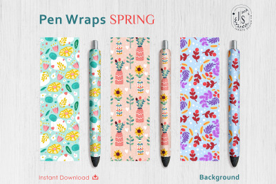 Spring Floral Pen Wraps PNG File Set