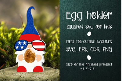 Fourth Of July Gnome Chocolate Egg Holder template SVG