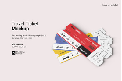 Realistic View Travel Ticket Mockup