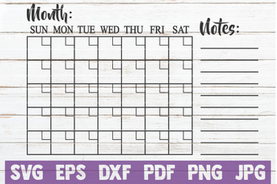 Calendar Template SVG Cut File