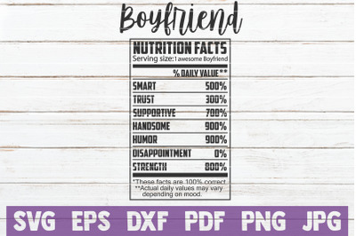 Boyfriend Nutrition Facts SVG Cut File