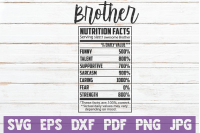 Brother Nutrition Facts SVG Cut File