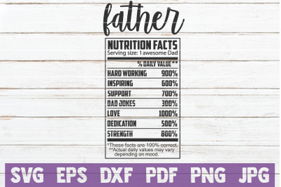 Father Nutrition Facts SVG Cut File