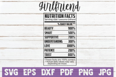 Girlfriend Nutrition Facts SVG Cut File