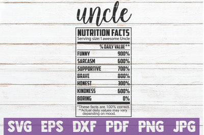 Uncle Nutrition Facts SVG Cut File