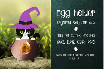 Halloween Black Cat Egg Holder Template SVG