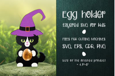 Black Cat - Halloween  Egg Holder Template SVG