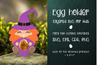 Witch - Halloween  Egg Holder Template SVG