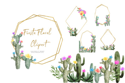 Cactus Flower Frame Clipart, Succulent Cactus, Cactus Watercolor